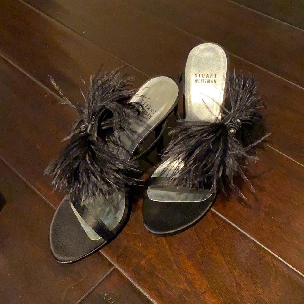 Brand new Stuart Weitzman black satin heels